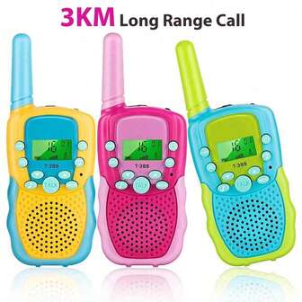 3公里远距离儿童对讲机玩具 22 频道双向无线电玩具 带背光液晶手电筒对讲机 双向无线电 室内外活动露营徒步旅行户外露营圣诞礼物