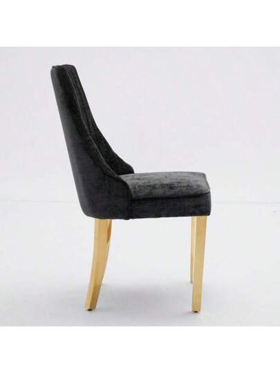 Rayon Cloth Flocking Linen Dining Chairs Channel Kitchen Dinner Stoel Comfy Fabric Upholstered Accent Room Curved Solid Wood Legs,Set Of (Beige), DE1847BG view 6