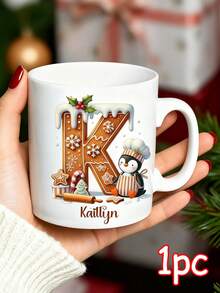 1/2/4pcs Personalized Custom Text Gingerbread Initial Mug | Custom Mug For Friend Holiday Surprise Gift, Long-Distance Friendship Christmas Keepsake, Daily Office Coffee/Tea Cup, Friend Gifting Accent - Multicolor - View 13