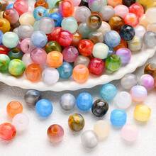 25/30pcs Fashion Large Hole Resin Beads, High Quality Faux Jade Smooth Loose Beads - Glitter, Agate, Mermaid And More Designs, For DIY Bracelets, Necklaces, Scarf Decorations - Multicolor - View 13