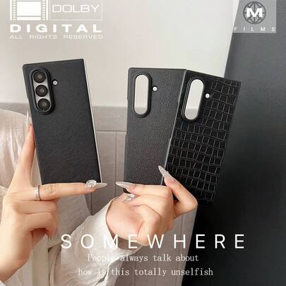 商务风格超薄保护壳，适用于三星 Galaxy Z Flip7/7FE/6/5/4/3、Z Fold 3/4/5/6/7，男女通用设计，荔枝纹/十字纹/鳄鱼纹纹理可选