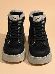 Damen modische vielseitige Schneestiefel mit dicker Sohle und thermischer Fütterung, Winter