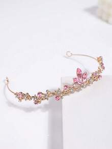 1pc Girls' Luxury Elegant Crown Headband, Cute Princess Birthday Party Accessory - Pink - View 5