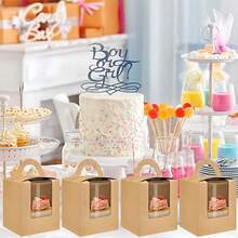 100 Cajas para Postres,Cajas de Pan Con na, Con Asa de Ransporte Cajas para Cupcakes,Domos para Reposteria,Cajas para Dulces, Adecuado para Panaderías, Recuerdos de Fiestas,Regalo de Cumplea?os - negro - Ver 4