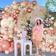 淡粉色气球拱门套装，腮红粉金属玫瑰金加厚乳胶气球花环，适用于婚礼、订婚、生日、迎婴派对、新娘送礼会装饰 - 混色 - 查看 6