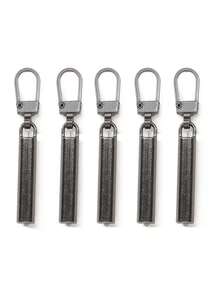 5个可拆卸金属拉链头，耐用拉链头替换件，时尚设计，金属拉链头维修套装，通用可拆卸拉链头替换件，带钩环，拉链头 - 易于安装，适用于夹克、服装、包袋、行李箱、S、背包和DIY项目 - 耐用，替换拉链头