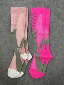 2 Pairs/Pack Unisex Professional Compression Knee-High Fitness Marathon Running Socks - Multicolor - View 4