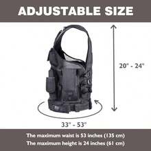 Airsoft Vest Adult Adjustable SXXXXL Tactical Vest For Men Lightweight Breathable 600D Nylon Youth Combat Vest For Paintball Training Black