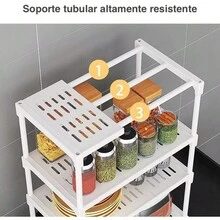 4 Nivele Estanteria Rack Anaquel Organizador Cocina Repisas estante 4 niveles estantería rack anaquel organizador para cocina repisas metal resistente montaje fácil almacenaje de utensilios ollas platos y alimentos diseño vertical ahorra espacio ideal para despensa lavandería garaje orden funcional - Blanco - Ver 4
