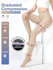 Women's 8-15 MmHg Light Compression Pantyhose Opaque Closed Toe High Waist Slimming Tights Tights, Cozy - Multicolor - View 21