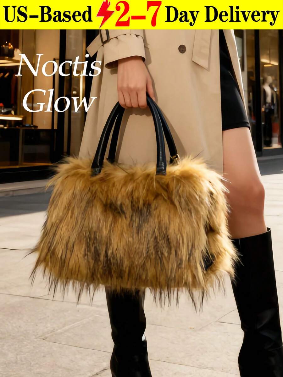 Faux Fur Tote Bag Fluffy Satchel Handbags For Women, Mom, Friend, Bridesmaids Burgundy Fluffy Handbag, Women Shoulder Tote Bag, Perfectly Matching With Fall Outfits Womenfall Clothes For Women Women Bag Plush Underarm Bags Fashion Handbag And Purse Autumn Winter Armpit Bags Dating Handbag  Fluffy Crossbody Bag, Chain-Strap Shoulder Bag, Adorable Clutch Bag, Stylish And Versatile, Soft Small Shoulder Bag ,Accommodates Mobile Phone And Wallet, Autumn/Winter Handbag,Essential For Daily Commutes And Dates This  Is Suitable For Young Girls For Their Birthday, Prom And Graduation And Also A Lovely Gift For Friends, Mother, Lover On Special Days Such As Valentine's Day, Christmas, Anniversaries.Can Be Used As Thanksgiving, Halloween,Christmas Gift. - 彩色 - 查看 1