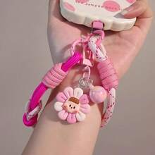 Cordon de téléphone pendentif tournesol, sangle de poignet tressée réglable, anneau de doigt et cordon de téléphone double usage, sangle de main anti-perte pour l'extérieur et les voyages, nouveau - Multicolore - Voir 4
