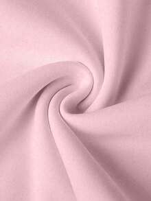 1件少女休闲印花套头卫衣，保暖内衬，长袖，秋冬季学生服装 - 粉色 - 查看 6