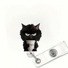 1 Cute Cat Teacup Shrink Badge Clip, 2D Acrylic, Durable Nylon Cord With Easy-To-Open ID Badge Lanyard For Office Nurses, Students, Doctors, Registered Nurses, LPNs, Medical Assistants - 1pc - 查看 9
