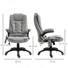 Vinsetto Bürostuhl mit Massage- und Wärmefunktion, ergonomisch, höhenverstellbar, weich, 6 Massagepunkte, 68 cm Breite x 72 cm Tiefe x 110-120 cm Höhe, grau