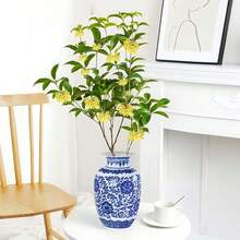 مزهرية باللون الأزرق والأبيض، مزهريات منزلية باللون الأزرق، مزهرية صينية، خزف أزرق وأبيض، مزهرية خزفية للديكور المنزلي، تستخدم لديكور الغرفة المعيشة والرفوف والمدفأة والطاولات والأواسط