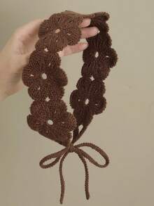 1件波西米亚风手工花卉发带，适合日常佩戴和春季外出，可用作头巾、吸汗带、学校/学院用品、秋冬季发带、女士节日服装配饰、优雅围巾、女士头巾、柔软发带。