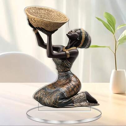 Acryl Tischdekorationsfigur einer afrikanischen Frau - Art Deco Stil, inspirierendes Thema, vielseitig einsetzbar, Acrylmaterial, für Tischaufstellung - perfektes Sammlerstück für die Heimdekoration & ideales Weihnachtsgeschenk