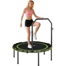 SPORTNOW 40'' Foldable Fitness Trampoline, Mini Trampoline Bungee Rebounder With 5-Level Adjustable Handle For Adults Indoor Outdoor Exercise - Green - View 9