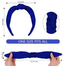 Knotted Headbands For Women Girls Royal Blue Headband Non Slip Wide Top Knot Head Band Cute Fashion Hairband Fabric Hair Accessories Comfortable Elastic Hair Band Halloween Costume Party Gifts