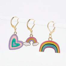 8 Pcs Rainbow Heart Stitch Markers, 8 Styles Enamel Alloy Crochet Stitch Marker Charms Removable Dangle Locking Stitch Marker For Knitting Weaving Sewing Accessories Quilting Handmade Jewelry{"Color_name":"RainbowHeart"} - 彩虹之心 - 查看 6