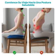 Cojí de Asiento para Oficina en Azul Marino - Espuma Memoria para Hemorroides, Coxis y Cí - Diseño Ergonómico y Transpirable - Azul Marino - Ver 5