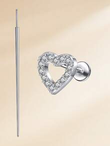 2 piezas/set Pendientes de botón elegantes con corazón de arco y circonita cúbica de acero inoxidable, pendientes de cartílago perforados, joyería para perforaciones de trago, cartílago, hélice, concha, labio, labrete, Medusa, pendientes de nariz y anillos de nariz para mujeres y hombres para decoración diaria