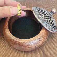 1 件木制圆形香炉，带龙凤盖，条纹盖，多种款式可选，禅茶道香炉，木制家居装饰，中式室内创意摆件，带盖和香座 - 紅白色(圓形) - 查看 5