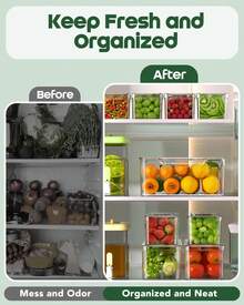 14 Pack Refrigerator Organizer Bins, Stackable Clear Fridge Storage Containers With Lids For Food, Fruit, Vegetables, Drinks, Pantry & Kitchen Organization