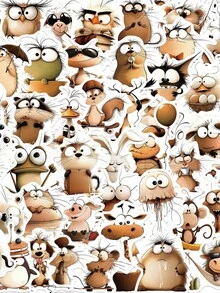 50PCS Animal Art Stickers Rabbit Frog Various Animals Collection Decor Notebook Luggage Motorcycle Laptop Refrigerator Sticker