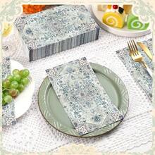 Pcs Vintage Boho Napkins Paper Guest Towels 2 Ply Decoupage Napkins Disposable Decorative Hand Towel Bathroom Kitchen Fall Wedding Party DinnerOrange And Blue