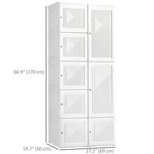 HOMCOM Portable Wardrobe Closet Cabinet Foldable Plastic Clothes Storage Organzier For Bedroom With 6 Cube Compartments & 1 Hanging Rods Magnet Doors Easy Assembly White - White - View 2