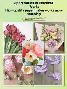 Papel de macarrón de papel crepé de colores, papel multifuncional, papel estampado, rosas y claveles de papel hechos a mano, suministros de manualidades DIY - Especial de vuelta a la escuela, papel enrollado grueso