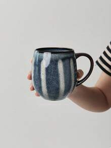 1个400毫升星空图案陶瓷手柄咖啡杯 - 优质陶瓷杯，创意纹理陶瓷茶杯，手工陶瓷茶杯，适用于家庭、办公室、下午茶、聚会和咖啡馆，可微波炉加热，可重复使用 - 彩色 - 查看 8