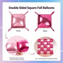 149pcs Pink And Gold Balloons Arch Kit - 25pcs Double Sided Hot Pink Flat Square Foil Balloons Wall Backdrop Anniversary Bachelorette Birthday Valentines Day Party Decoration - Màu Hồng Tươi - Xem 3