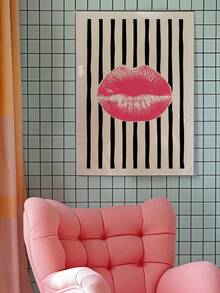 1 Stück ungerahmter Poster mit rosa und schwarzem Schlagzeilen-Motiv von High Heels und Kuss, ideal für Studentenzimmer, Mädchenzimmer, Waschküche, Schlafzimmer Wanddekoration