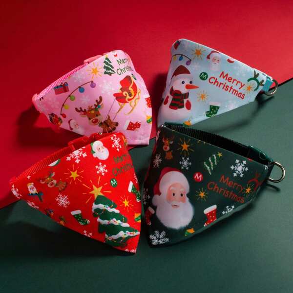 1pc Christmas Pet Scarf, Cat Dog Triangle Scarf, Pet Bib Scarf, Cat Scarf, Small Dog Scarf