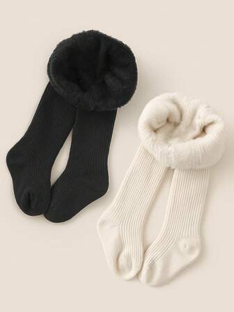 1/2pcs Girls Tights/Leggings, Thermal Lined, Thick, Soft & Warm, Suitable For Autumn/Winter, Holidays, Travel, Back To School, Campus, Sports, Classroom, New Semester, Students, Random Color & Style