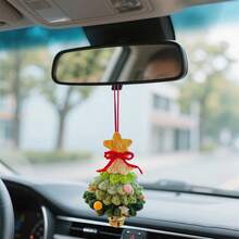 Car Rearview Mirror Charms Cute Crochet Christmas Tree Hanging Decorations Small Ornaments - 黃綠 - 查看 5