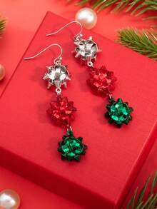 1 Đôi bông tai hoa Giáng sinh bằng hợp kim nhiều màu, trang sức thời trang cổ điển dành cho nữ, phụ kiện tiệc mừng - Nhiều màu 2 - Xem 3