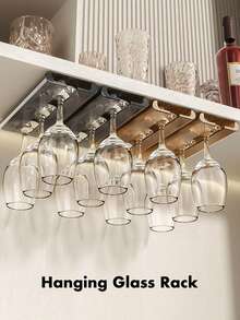 1 pieza/2 piezas Estante colgante para copas de vino, sin necesidad de perforar, bordes redondeados que no dañan los vasos, material ABS grueso, estilo minimalista ahorrador de espacio para el hogar y bar, se adapta a diámetros de cristalería de 3-8.5cm/1.18-3.35in