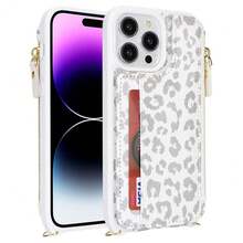 For IPhone 13 Pro Max Wallet Case With Card Holder For Women,For IPhone 12 Pro Max Case With Strap,Crossbody And Wristlet Zipper Pocket Phone Cover-Leopard White{"Color_name":"L5-LeopardWhite"} - 多色3 - 查看 10