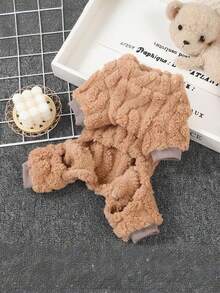 1 件宠物秋冬保暖内衬条纹熊四腿毛衣，狗/猫衣服，适合泰迪、博美犬、柯基犬、小型犬 - 咖啡棕 - 查看 7