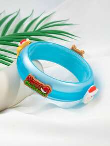 1pc Fashionable European & American Christmas Tree Resin Bracelet, Suitable For Holiday Parties