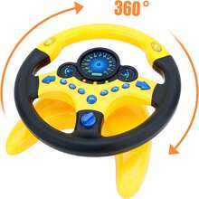 Steering Wheel Toy For Car Backseat Pretend Driving Simulated Driving - Yellow - View 4