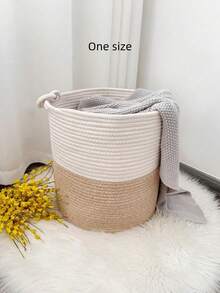 [XXXL Baumwollseil Korb] Großer Baumwollseil Korb, 56 cm x 56 cm x 36 cm (87 L) XXXL Wurfdecken Aufbewahrung für Wohnzimmer, gewebter Baby Wäschekorb Organisation und Aufbewahrungskorb mit Griff, Kinderzimmer Korb, Weicher Spielzeug Aufbewahrungskorb, Bequeme Kissen Faden Korb - OSTERN, Regalkorb