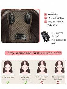 10英寸合成纤维女士假发，带刘海，自然蓬松轻盈，完美遮盖白发和稀疏刘海，发饰 - 彩色 - 查看 6