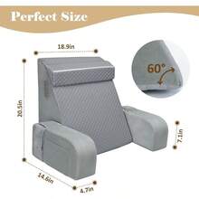 Reading Pillow For Sitting In Bed Adult Back Pillow For Bed Sitting Up Reading Bed Rest Pillows For Watching Gray/Gray - XámXám - Xem 7