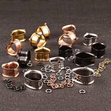 2pcs DIY Ear Gauges Stainless Steel Ear Tunnels Plugs Piercing Jewelry Ear Expander Stretchers Dangle Gauges Earrings For Women Men