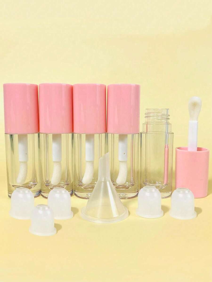 5pcs Refillable Round Lip Gloss Tubes, Reusable DIY Lipstick Containers